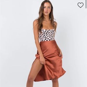 Princess Polly Cleo Lavoe Satin Midi Skirt